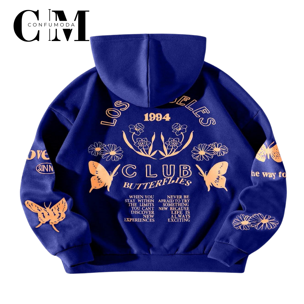 Sudadera Estampada con Mariposas, Unisex.