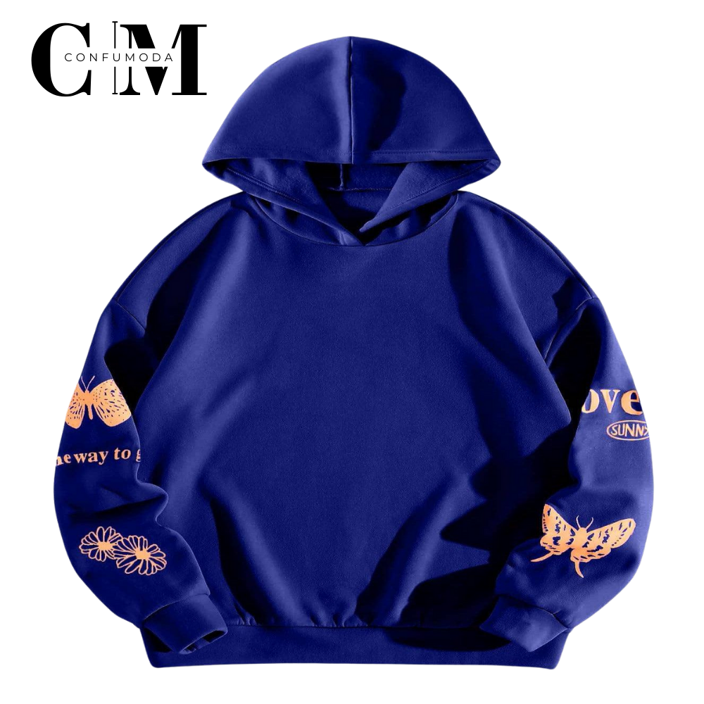Sudadera Estampada con Mariposas, Unisex.