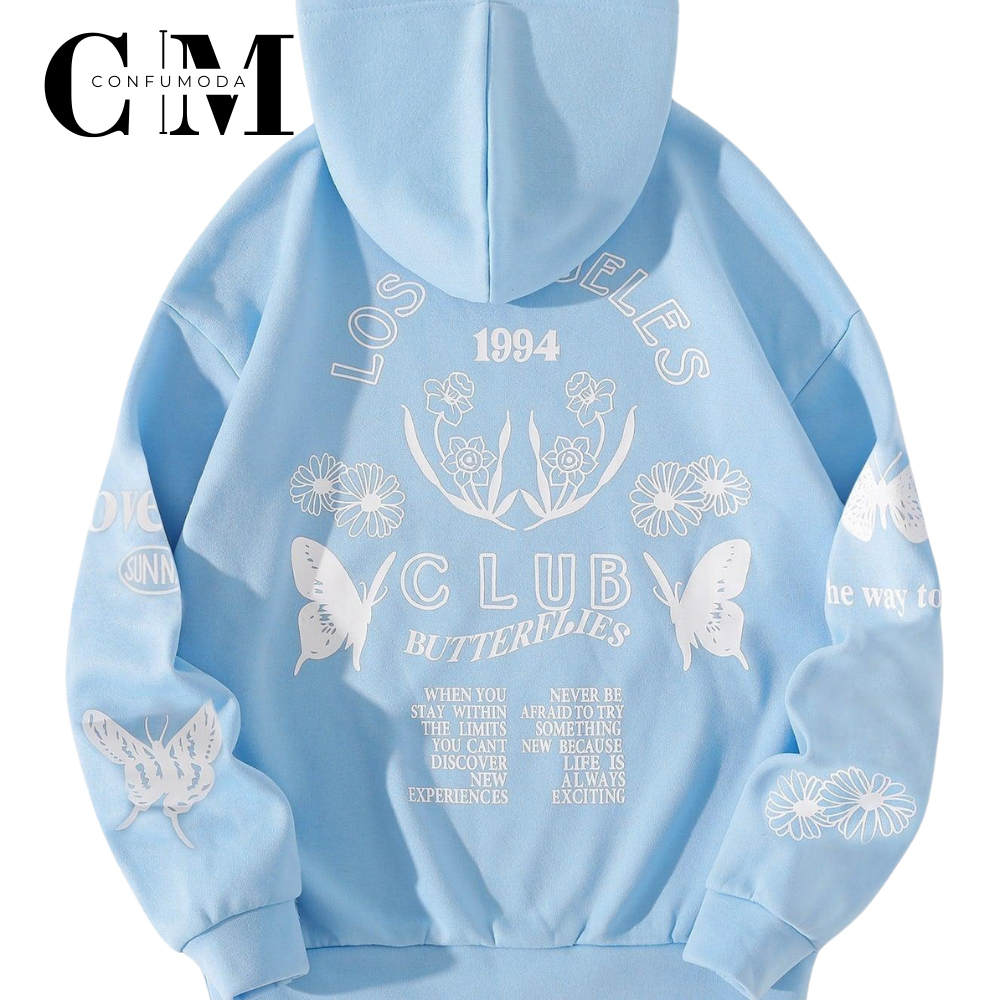 Sudadera Estampada con Mariposas, Unisex.