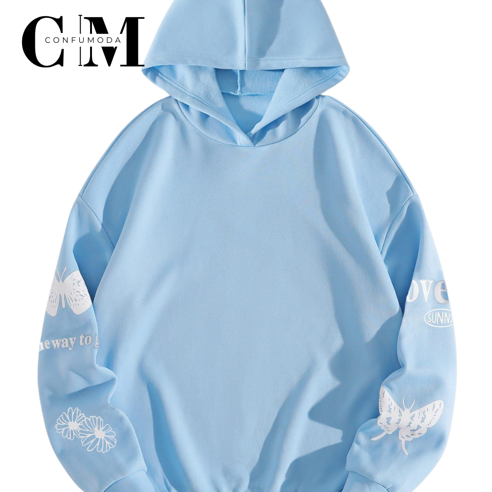 Sudadera Estampada con Mariposas, Unisex.