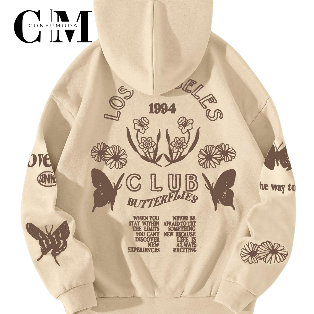 Sudadera Estampada con Mariposas, Unisex.