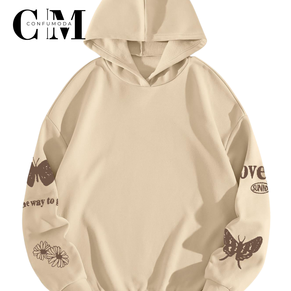 Sudadera Estampada con Mariposas, Unisex.