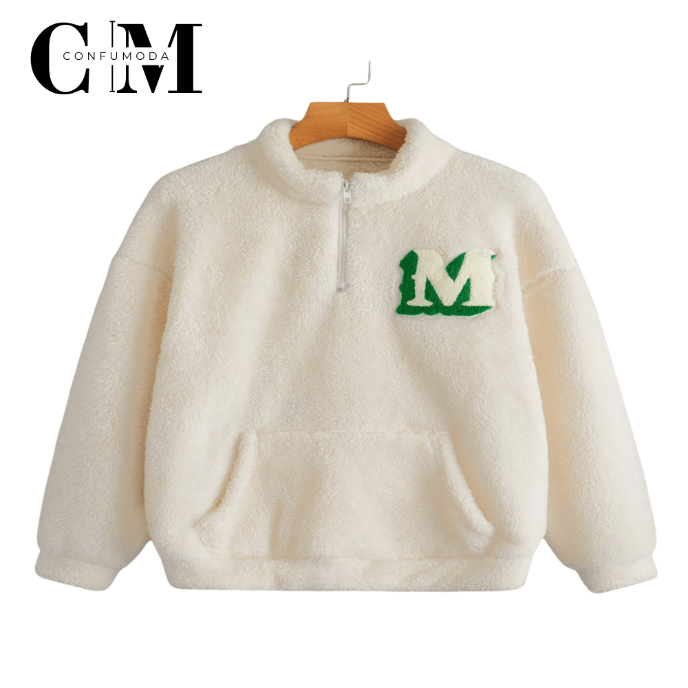 Sudadera Polar Unisex con Forro de Terciopelo y Bordado 'M'