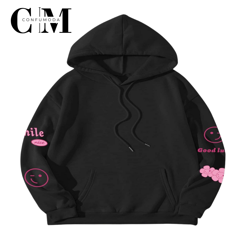 Sudadera con Mensaje 'Felicidad y Buena Suerte' – Unisex